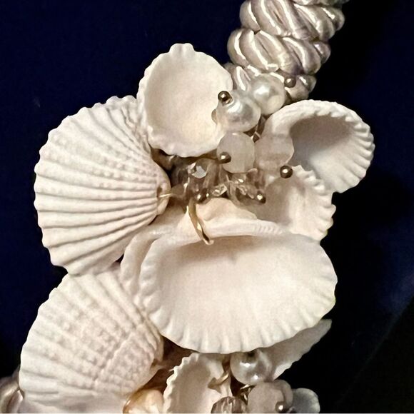 SHELL Knotted Collar NECKLACE Chunky Floral Boho Satin Rope Beaded Bracelet Set - Picture 5 of 5